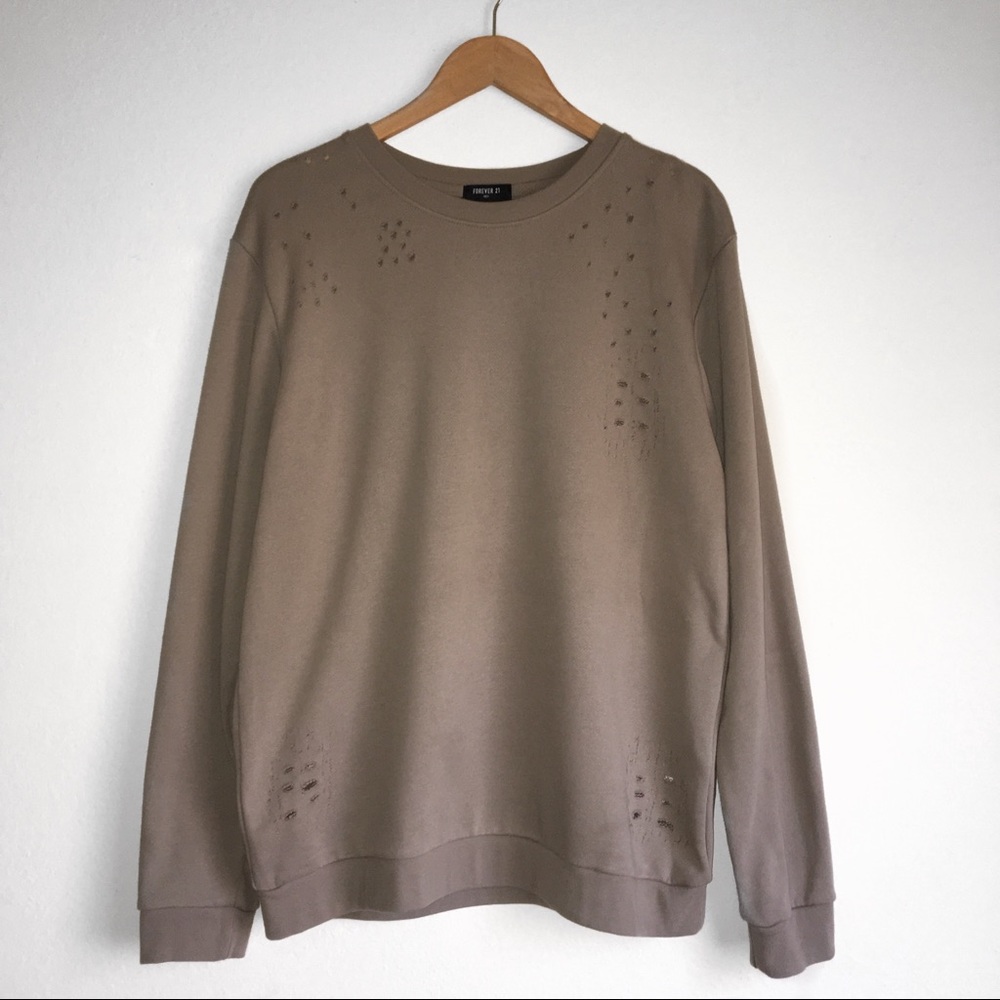 Beige distressed sweater